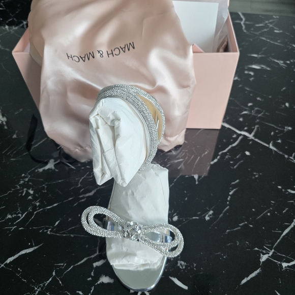 MACH & MACH Silver Heels with Crystal Bow - Picture 4 of 5